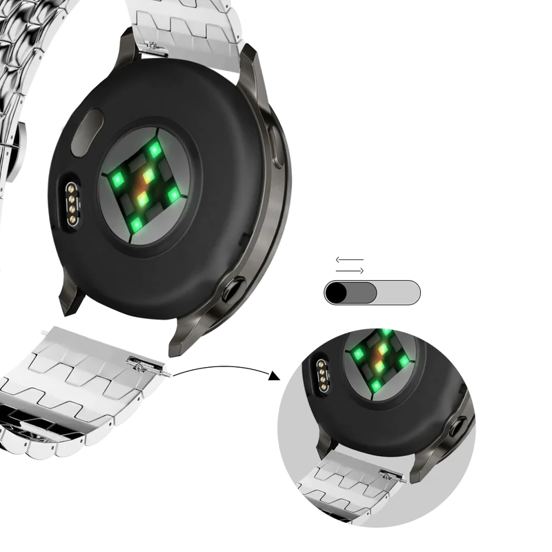 Bandz Garmin Forerunner 170 Stahlarmband 'Dragon' (Silber)