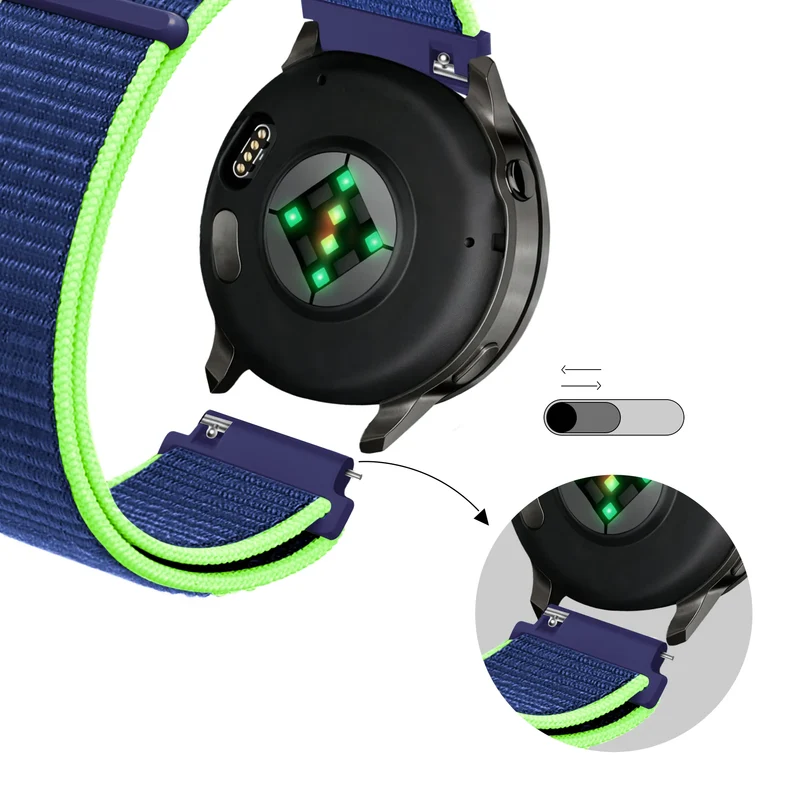 Bandz Garmin Forerunner 70 Nylon Loop Armband (Blau/Limette)