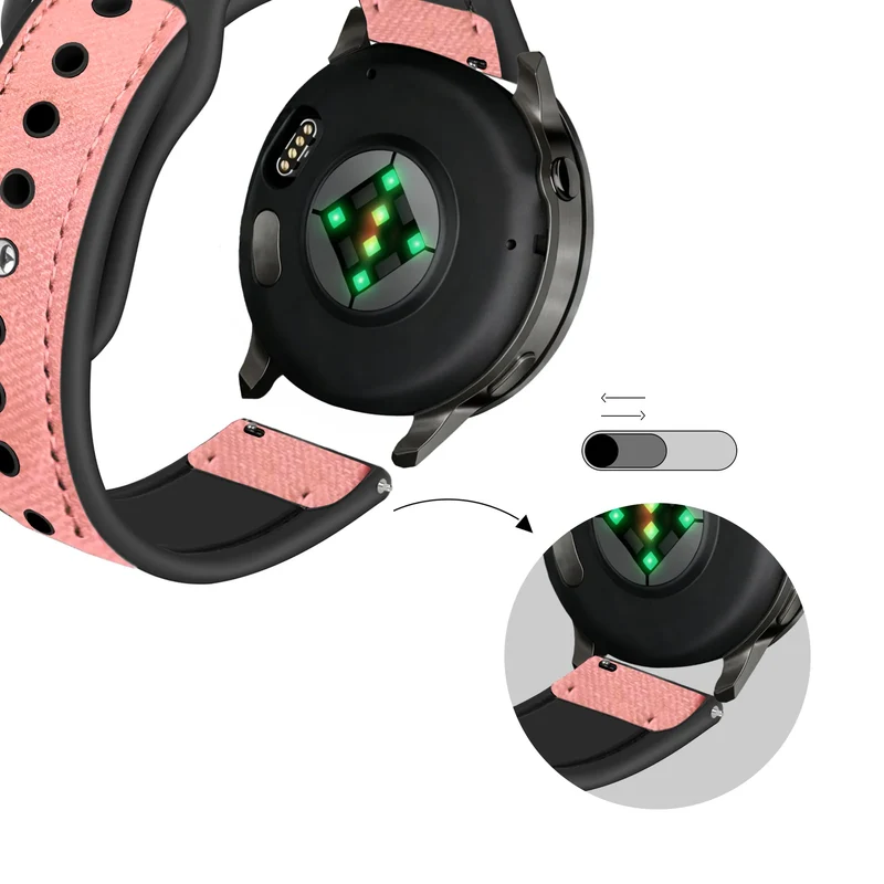 Bandz Garmin Forerunner 70 Lederarmband 'Hybrid' (Rosa)