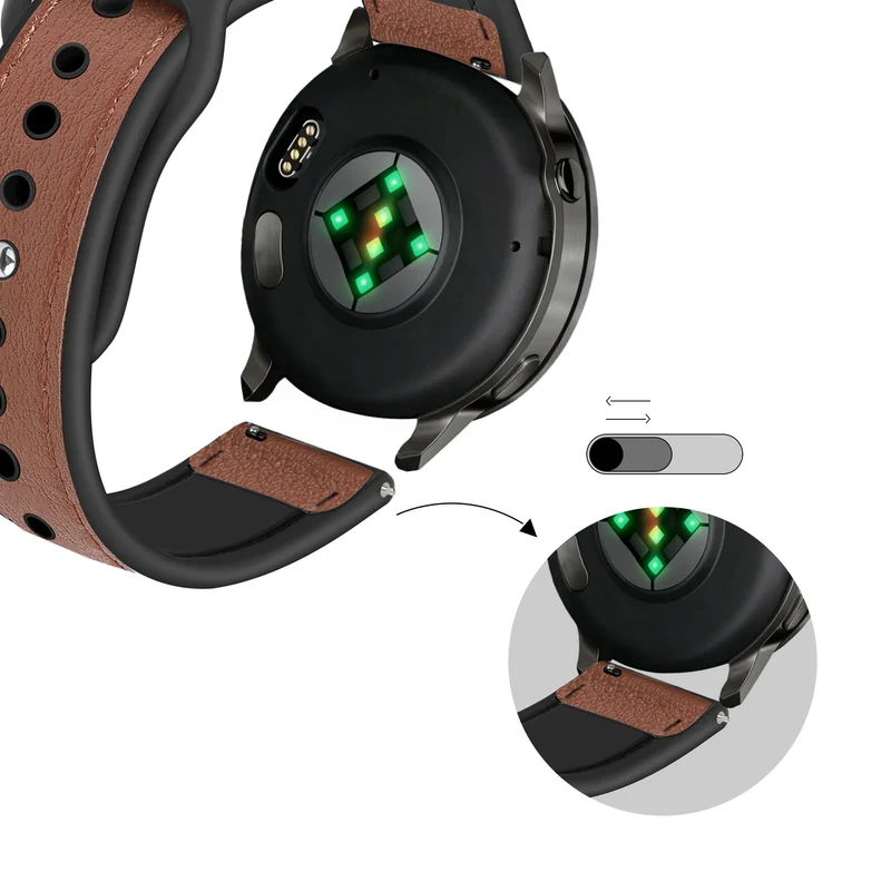 Bandz Garmin Forerunner 70 Lederarmband 'Hybrid' (Braun)