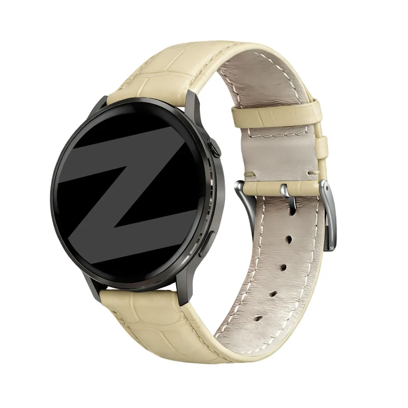 Bandz Garmin Forerunner 170 Gebürstetes Lederarmband Krokodil (Beige)