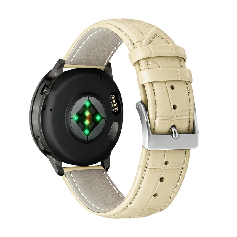 Bandz Garmin Forerunner 170 Gebürstetes Lederarmband Krokodil (Beige)