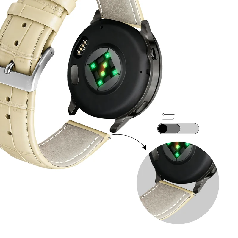 Bandz Garmin Forerunner 170 Gebürstetes Lederarmband Krokodil (Beige)