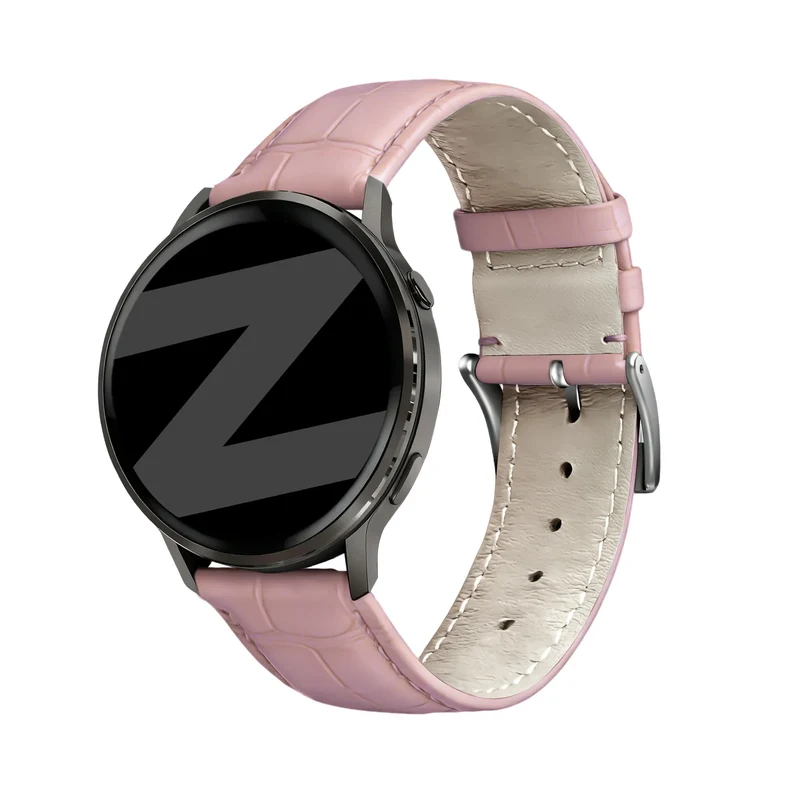 Bandz Garmin Forerunner 170 Gebürstetes Lederarmband Krokodil (Rosa)