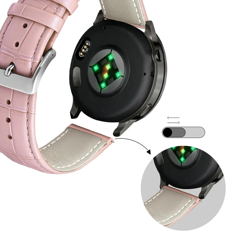 Bandz Garmin Forerunner 170 Gebürstetes Lederarmband Krokodil (Rosa)