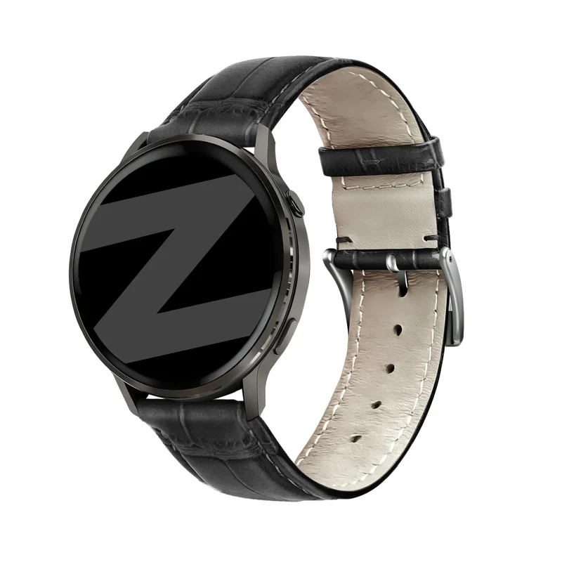 Bandz Garmin Forerunner 70 Gebürstetes Lederarmband Krokodil (Schwarz)
