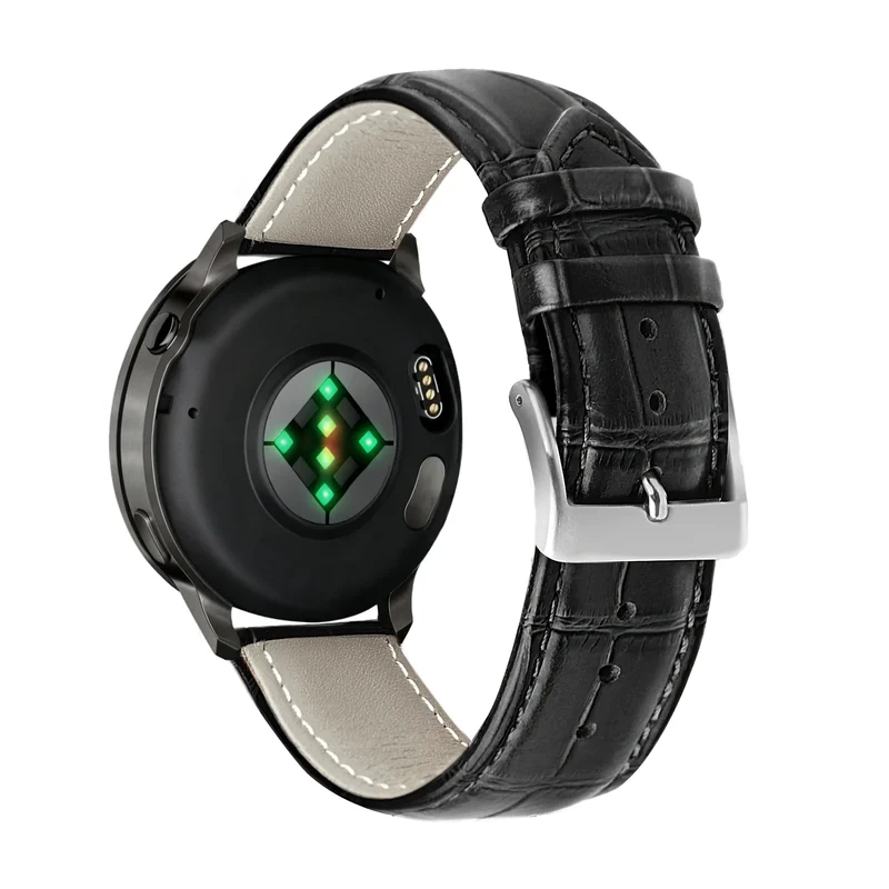 Bandz Garmin Forerunner 70 Gebürstetes Lederarmband Krokodil (Schwarz)