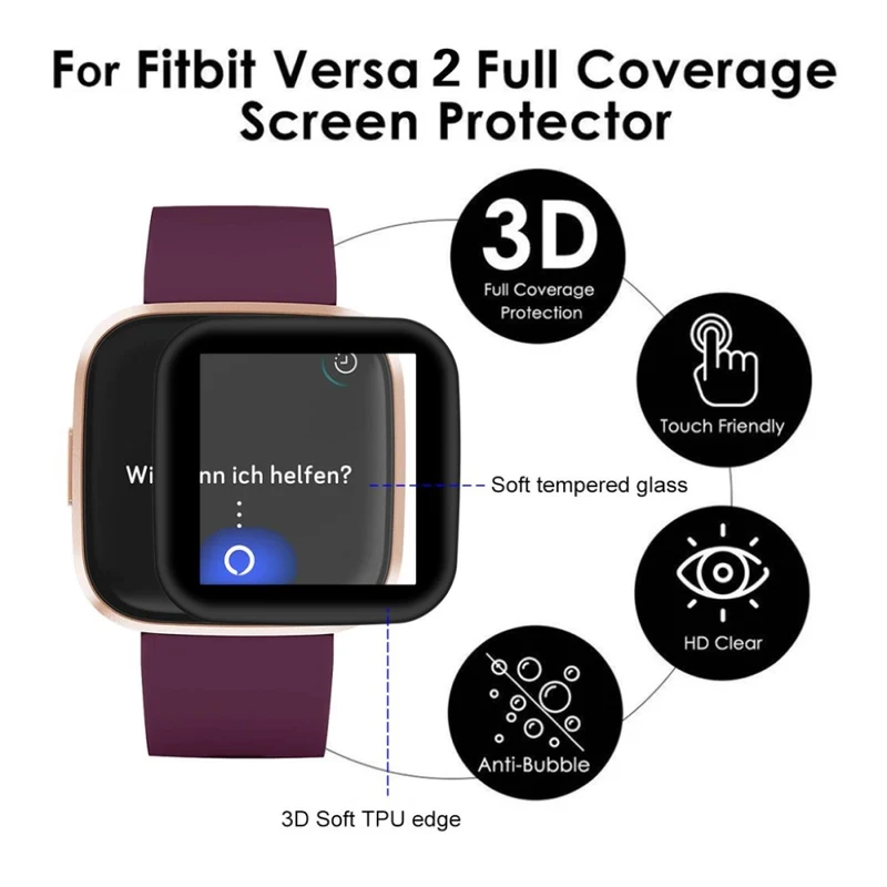Fitbit Versa 2 Gehärtetes Glas Displayschutz