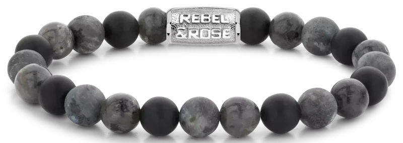 Armband aus 8mm großen Howlith-Steinen mit Edelstahlverschluss - Rebel&Rose Modell: RR-80066-S-M
