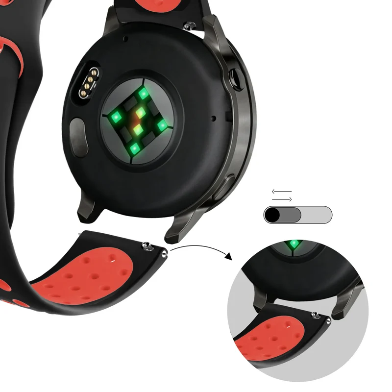 Bandz Garmin Forerunner 70 Sportarmband 'Deluxe' (Schwarz/Rot)