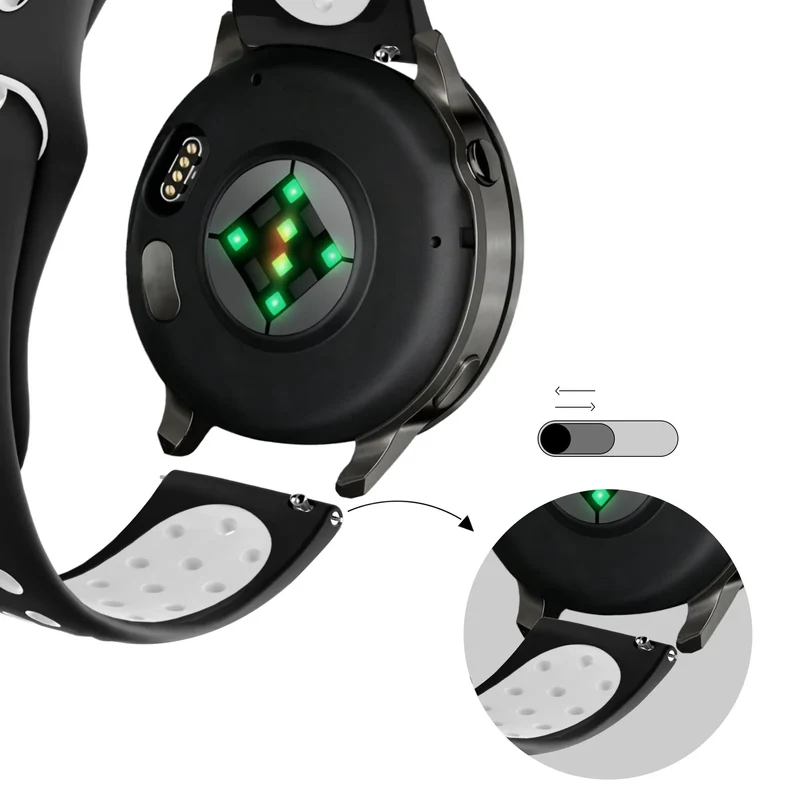 Bandz Garmin Forerunner 170 Sportarmband 'Deluxe' (Schwarz/Weiß)