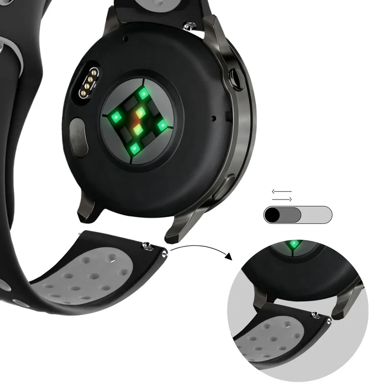 Bandz Garmin Forerunner 170 Sportarmband 'Deluxe' (Schwarz/Grau)