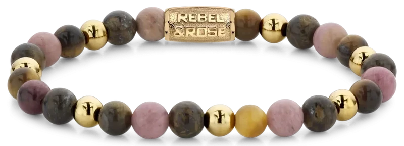 Armband aus 6mm großen Edelsteinen mit Metallverschluss - Rebel&Rose Modell: RR-60060-G-S