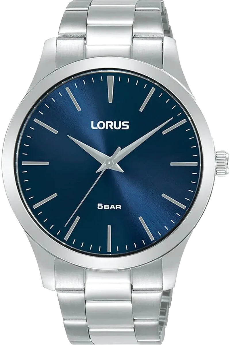 Lorus Classic RRX65HX9 Herren Uhr • Blaues Sunray Zifferblatt • Flaches Design