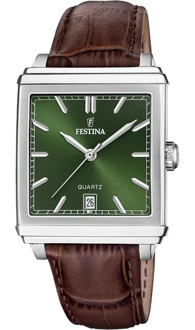 Festina On The Square F20681/7 Herrenuhr • Elegantes rechteckiges Design • Zuverlässiges Quarzwerk
