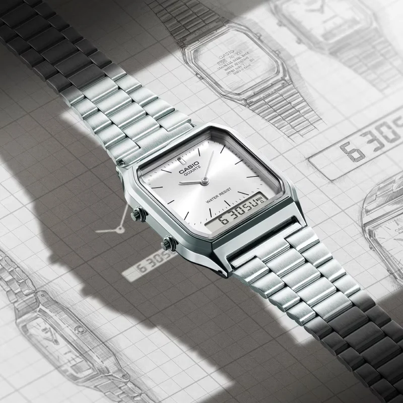 Casio Vintage AQ-230A-7AMQYES Uhr • Kultiges Retro-Design • Dual-Zeitanzeige