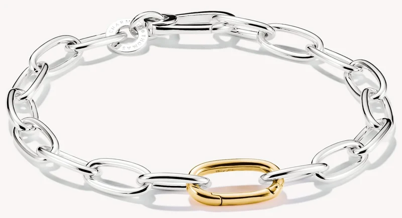 Glieder- Charm-Armband mit einem goldfarbenem Connect Link - Thomas Sabo Modell: C1204-413-7-L19