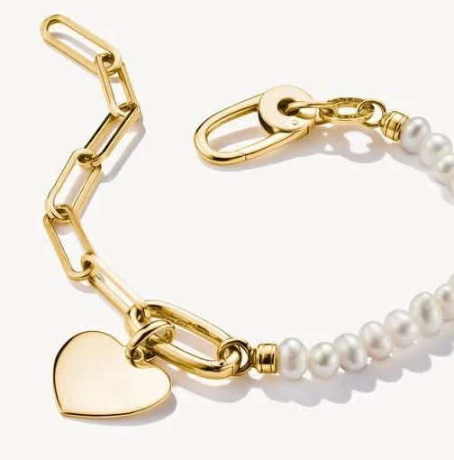 Glieder- Charm-Armband mit Perlen und einem Connect Link - Thomas Sabo Modell: C1209-430-14-L17
