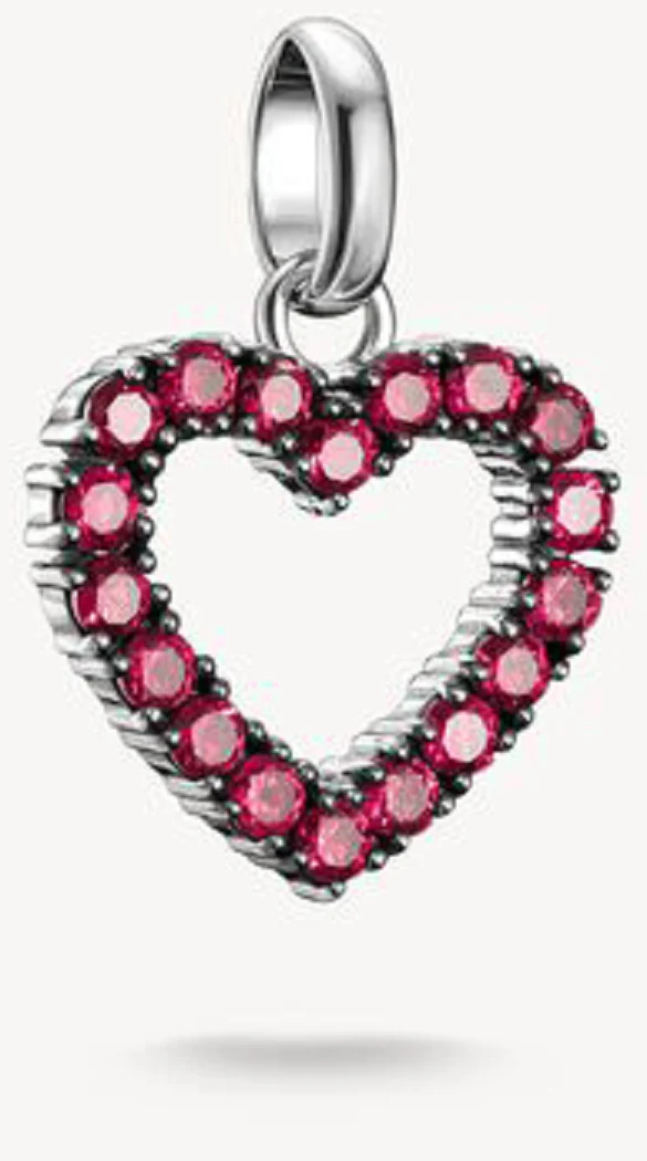 Charm-Anhänger, Herz mit lila Edelsteinen besetzt aus Silber - Thomas Sabo Modell: CC1237-639-10