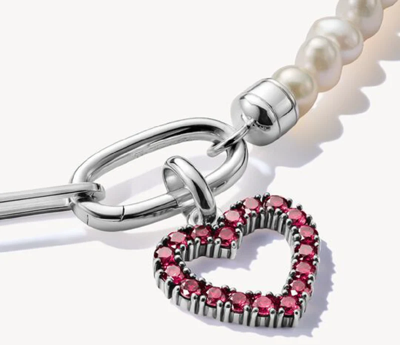 Charm-Anhänger, Herz mit lila Edelsteinen besetzt aus Silber - Thomas Sabo Modell: CC1237-639-10