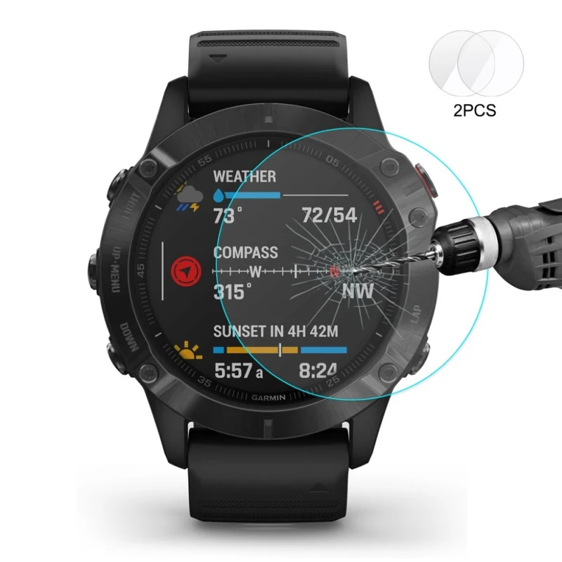 2stück Garmin Fenix 6 / Garmin Fenix 6S Pro Gehärtetes Glas Universell Displayschutz
