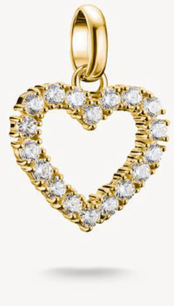 Charm-Anhänger, Herz mit Edelsteinen besetzt aus Silber, vergoldet - Thomas Sabo Modell: CC1237-414-14