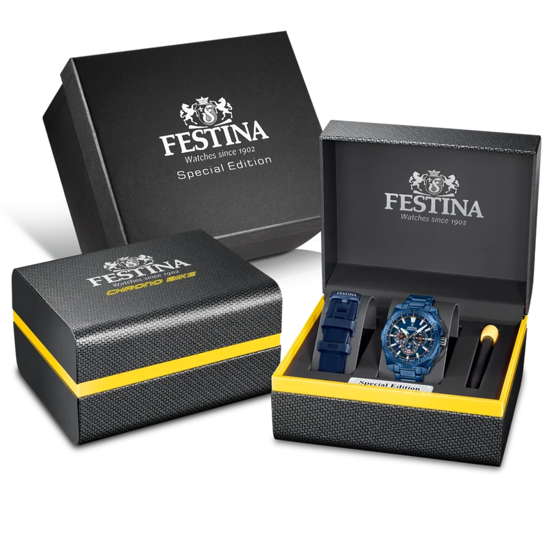 Festina Chrono Bike F20729/1 Herrenuhr • 20 ATM Wasserdicht • Blaues Design