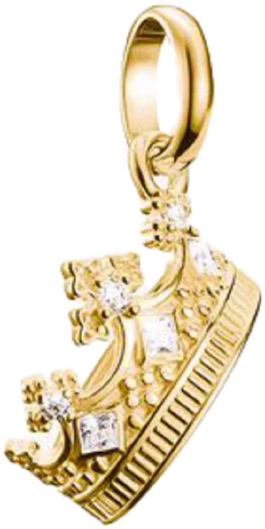 Charm-Anhänger, Krone mit weißen Edelsteinen, aus Silber, vergoldet - Thomas Sabo Modell: CC1247-414-14