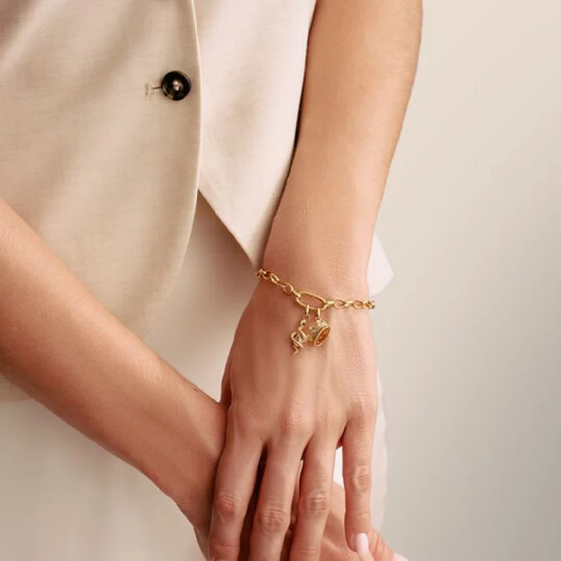 Charm-Anhänger, Krone mit weißen Edelsteinen, aus Silber, vergoldet - Thomas Sabo Modell: CC1247-414-14