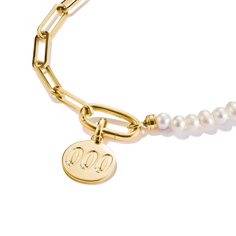 Charm-Anhänger, Engelszahlen 000, mit weißen Edelsteinen, aus Silber, vergoldet - Thomas Sabo Modell: CC1257-414-14
