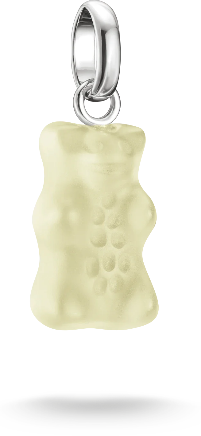 Thomas Sabo Charm-Anhänger, Goldbär aus Glas, in leicht durchsichtig, aus Silber