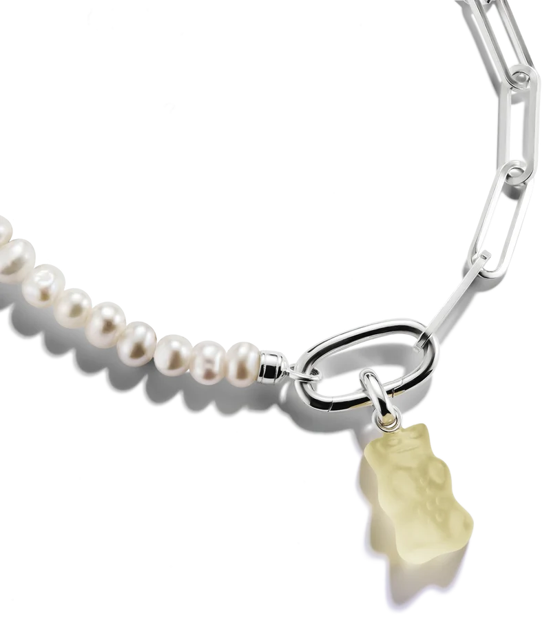 Thomas Sabo Charm-Anhänger, Goldbär aus Glas, in leicht durchsichtig, aus Silber