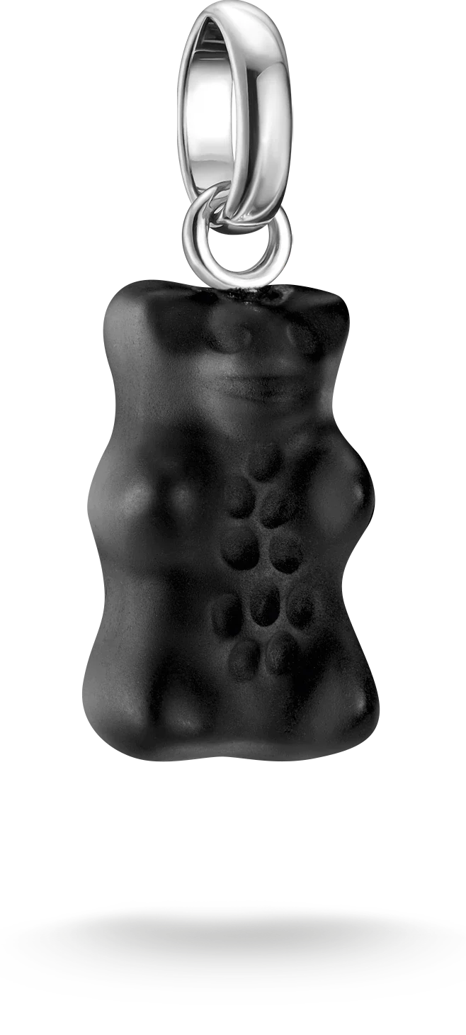 Thomas Sabo Charm-Anhänger, Goldbär aus Glas, in schwarz, aus Silber