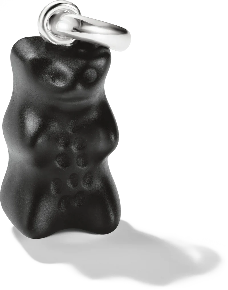 Thomas Sabo Charm-Anhänger, Goldbär aus Glas, in schwarz, aus Silber