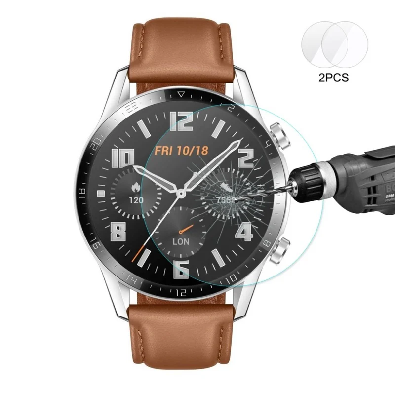 2stück Huawei Watch GT 2 46mm Gehärtetes Glas Displayschutz