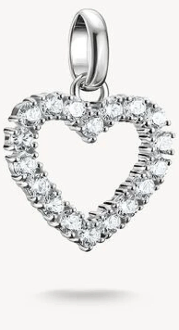 Charm-Anhänger, Herz mit Edelsteinen besetzt aus Silber - Thomas Sabo Modell: CC1237-051-14