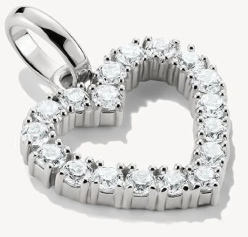 Charm-Anhänger, Herz mit Edelsteinen besetzt aus Silber - Thomas Sabo Modell: CC1237-051-14