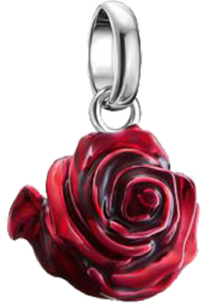 Charm-Anhänger, Rosenblüte, Rot, aus Silber und Kaltemail - Thomas Sabo Modell: CC1263-007-10