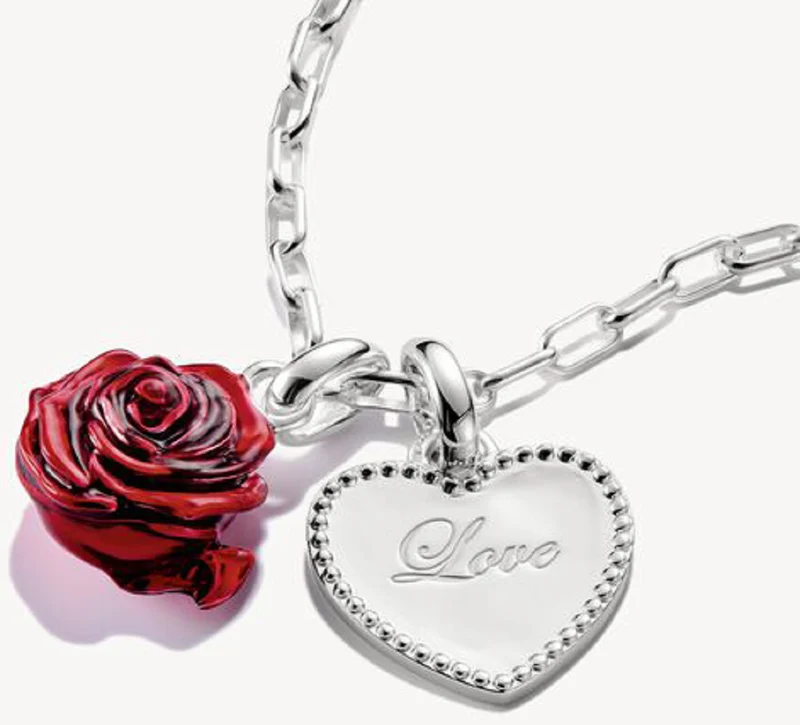 Charm-Anhänger, Rosenblüte, Rot, aus Silber und Kaltemail - Thomas Sabo Modell: CC1263-007-10