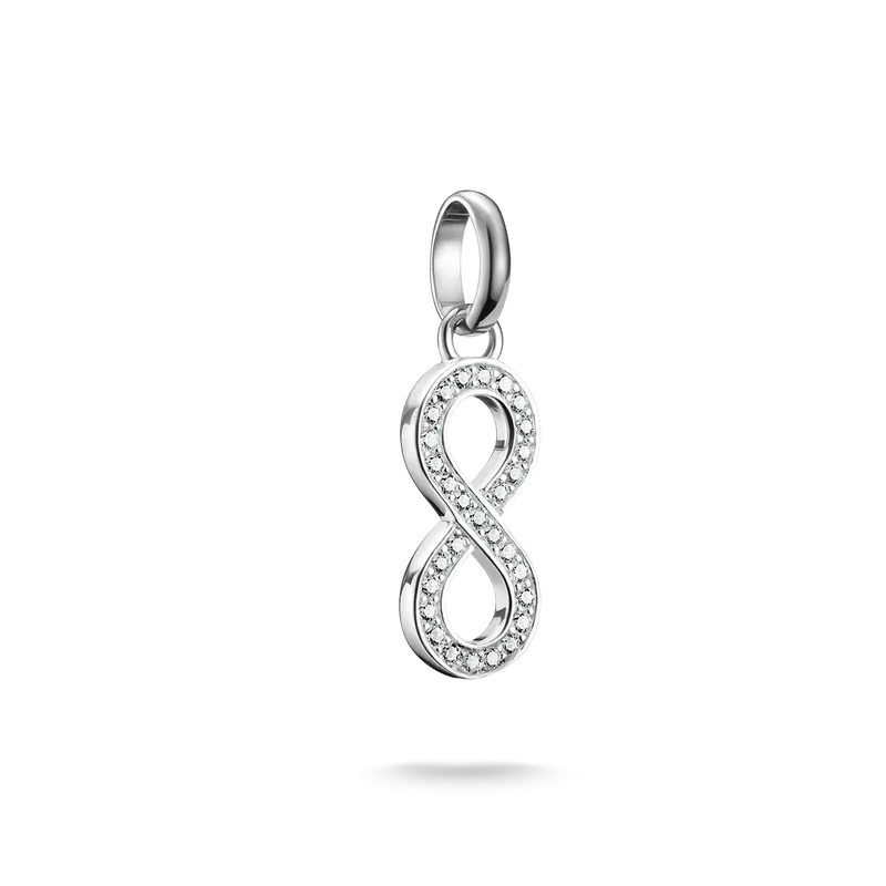 Charm-Anhänger, Unendlichkeitszeichen, mit weißen Edelsteinen besetzt, aus Silber - Thomas Sabo Modell: CC1284-051-14