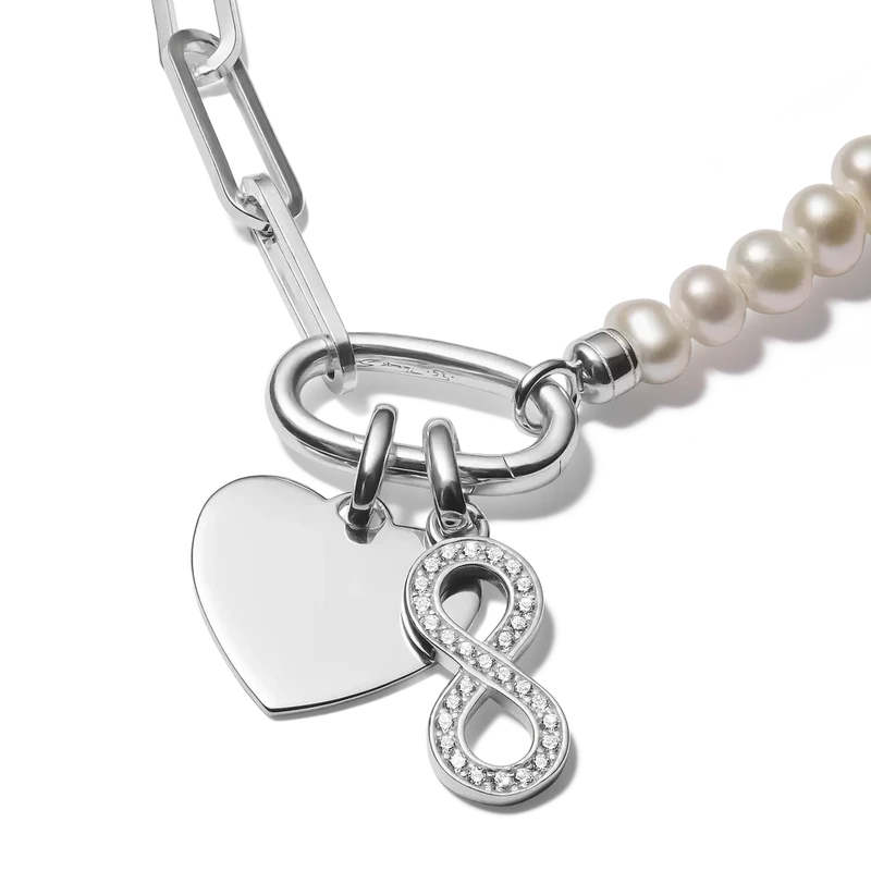 Charm-Anhänger, Unendlichkeitszeichen, mit weißen Edelsteinen besetzt, aus Silber - Thomas Sabo Modell: CC1284-051-14