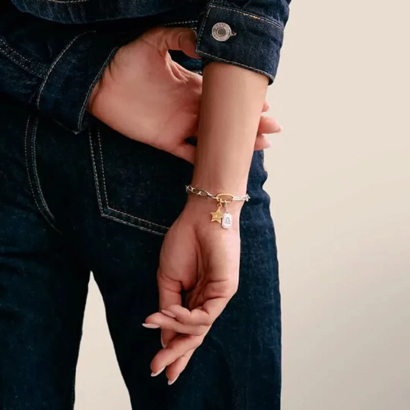 Glieder-Charm-Armband mit vergoldetem Connect Link, aus Silber - Thomas Sabo Modell: C1204-413-7-L17