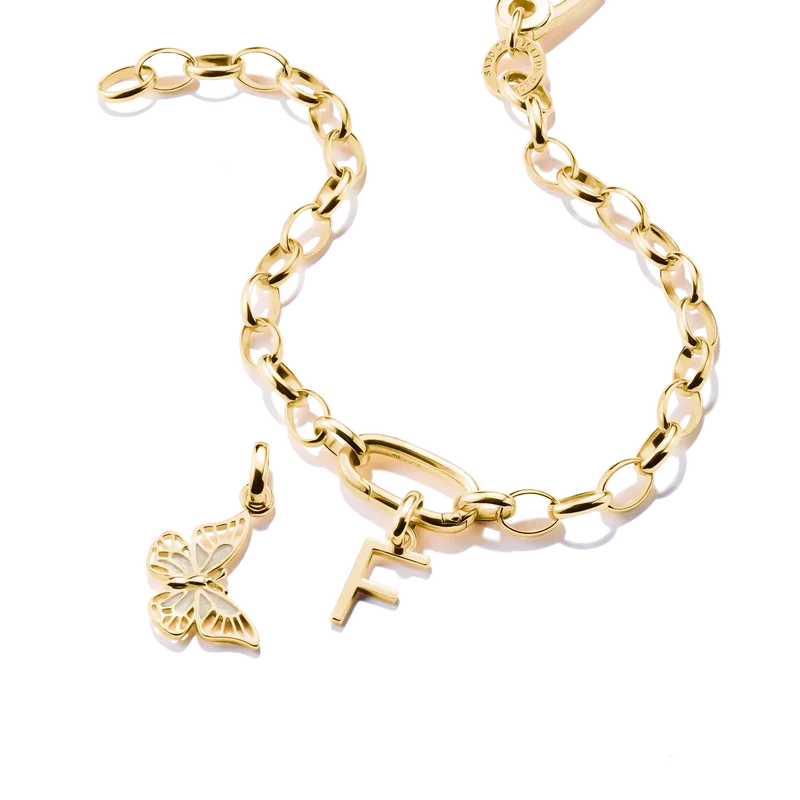 Thomas Sabo Charm-Anhänger, Buchstabe "F", aus Silber, vergoldet