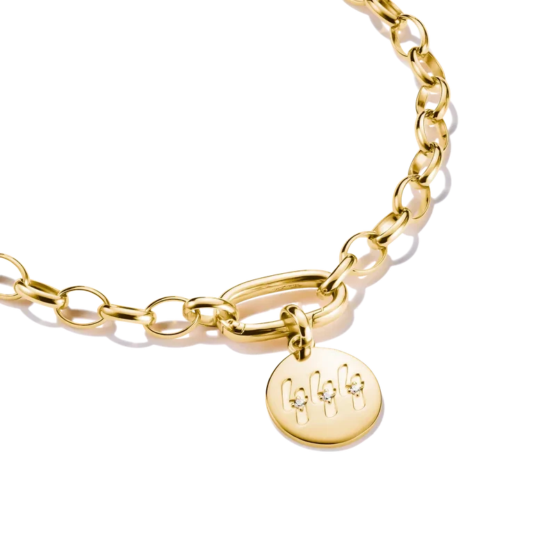 Charm-Anhänger, Engelszahlen 444, mit weißen Edelsteinen, aus Silber, vergoldet - Thomas Sabo Modell: CC1251-414-14