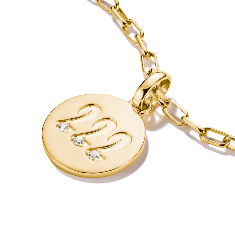 Charm-Anhänger, Engelszahlen 222, mit weißen Edelsteinen, aus Silber, vergoldet - Thomas Sabo Modell: CC1249-414-14