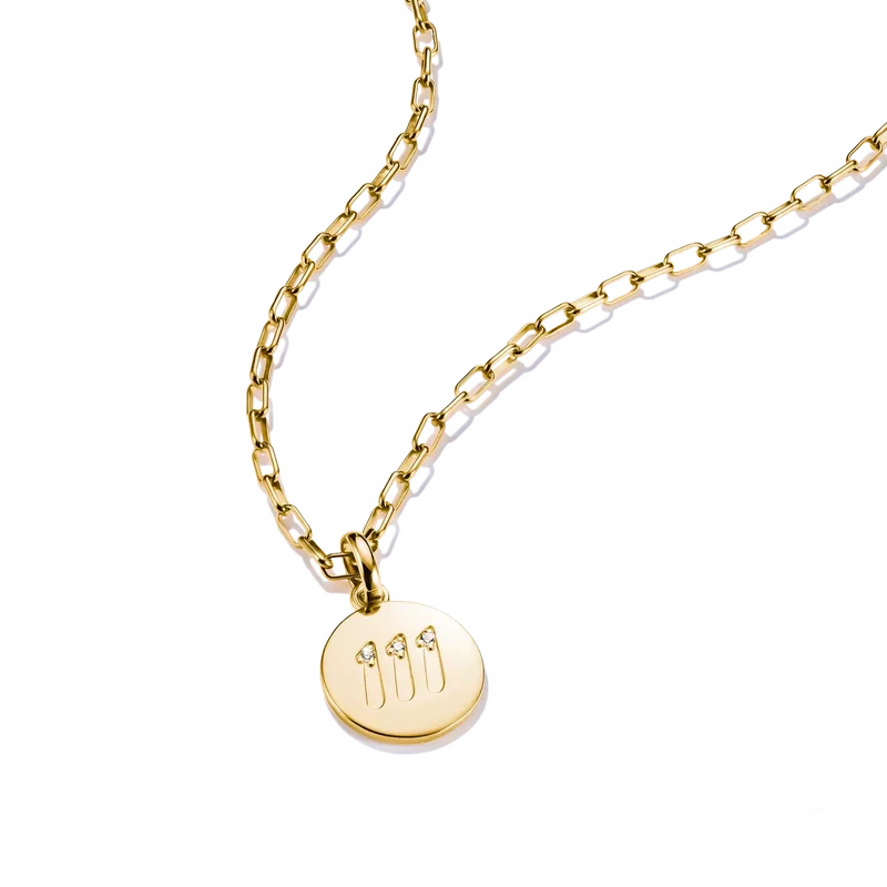 Charm-Anhänger, Engelszahlen 111, mit weißen Edelsteinen, aus Silber, vergoldet - Thomas Sabo Modell: CC1248-414-14