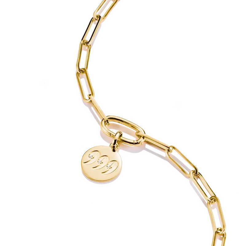 Thomas Sabo Charm-Anhänger, Engelszahlen 999, mit weißen Edelsteinen, aus Silber, vergoldet