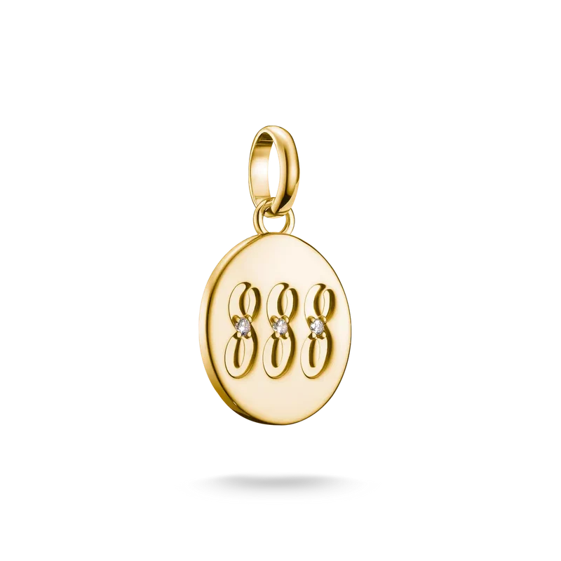 Charm-Anhänger, Engelszahlen 888, mit weißen Edelsteinen, aus Silber, vergoldet - Thomas Sabo Modell: CC1255-414-14
