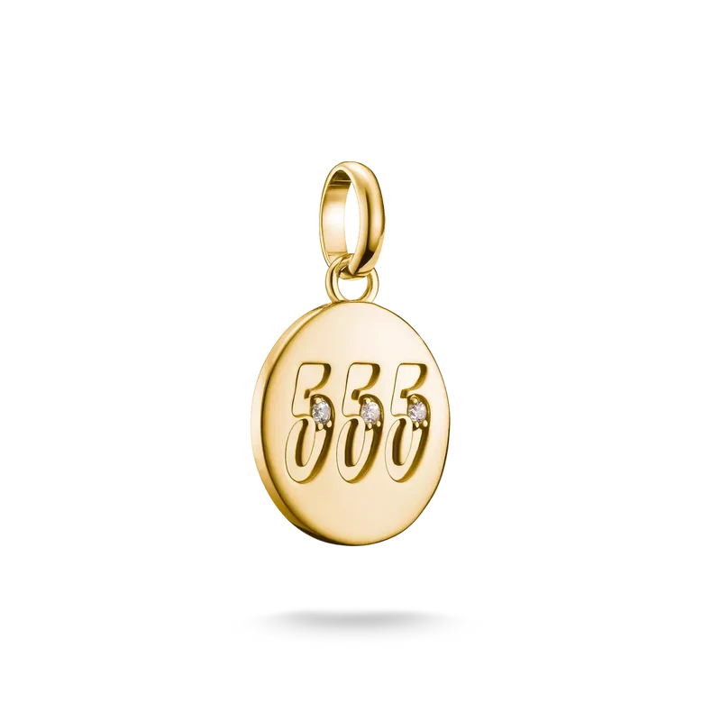 Charm-Anhänger, Engelszahlen 555, mit weißen Edelsteinen, aus Silber, vergoldet - Thomas Sabo Modell: CC1252-414-14