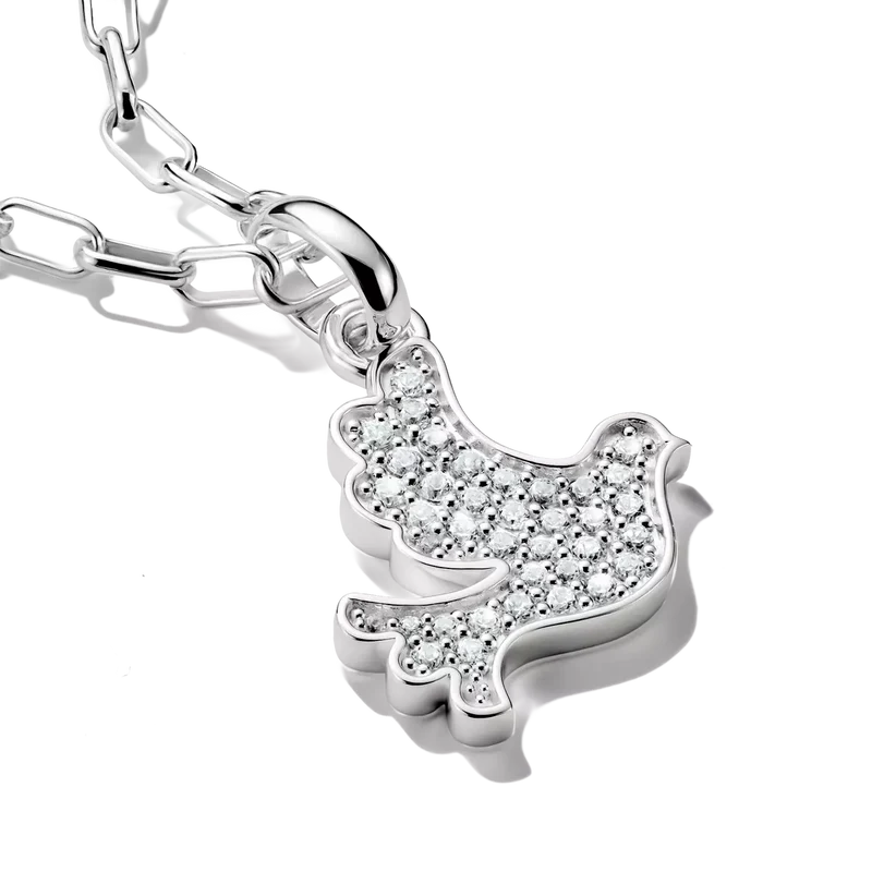 Thomas Sabo Charm-Anhänger, Friedenstaube mit weißen Edelsteinen, aus Silber